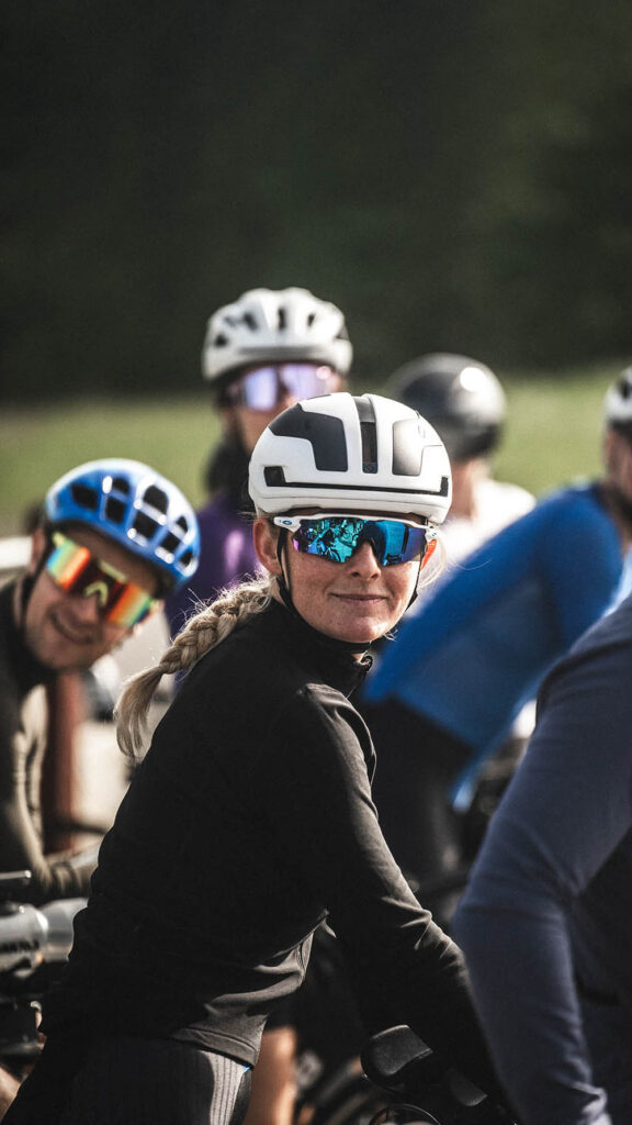 10 copy Cyclists wearing helmets at a cycling race