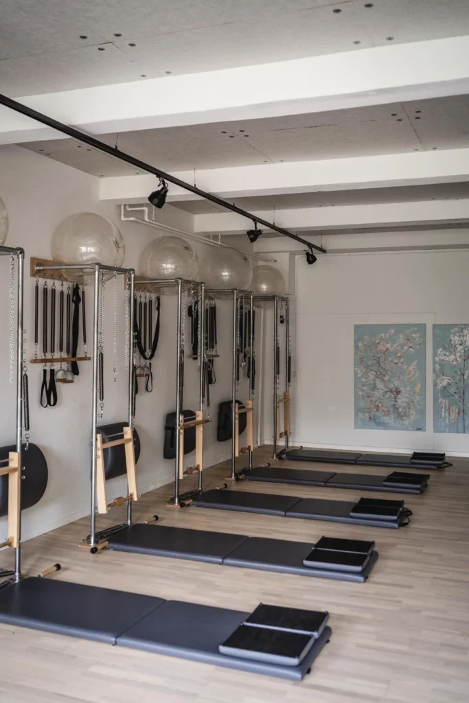 Exercise room with equipment and windows in a clinic Exercise room with equipment and windows in a clinic
