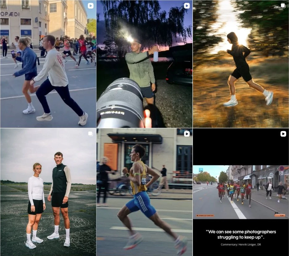 Udvalg af foto og reels fra Mark Haldings Instagram-profil med sport, events og mennesker